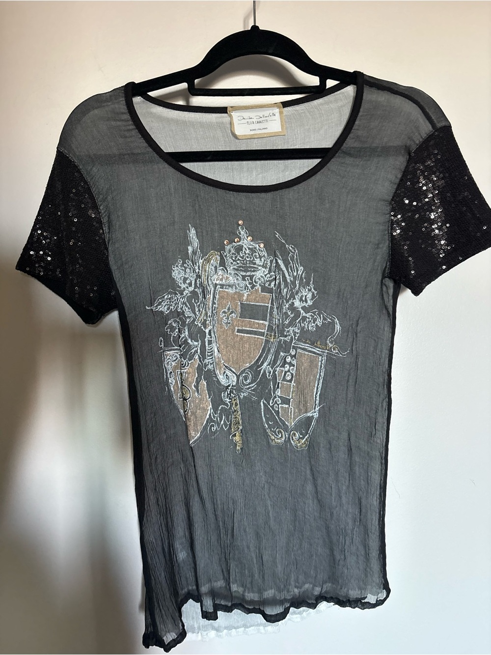 Elisa Cavaletti 100%  Black  Tshirt small Italian designer